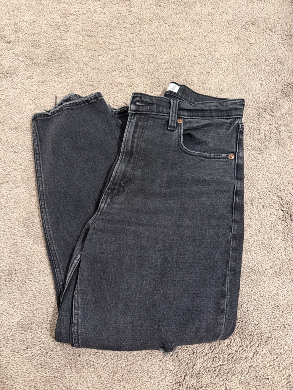 Abercrombie & Fitch Men's Washed Black Slim Straight Jeans